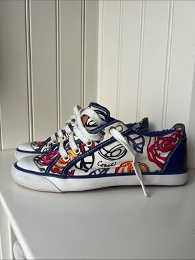 Coach Blue Barrett Poppy Scribble low-top sneaker 6.5